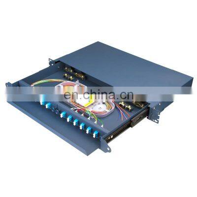 Sliding Type Fully Equipped FTTH 24 core/12 port LC Fiber Optic Patch Panel high quality