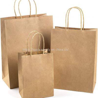 Cheap wholesale small paper bags with handles brown shopping paper bags brown kraft custom printed