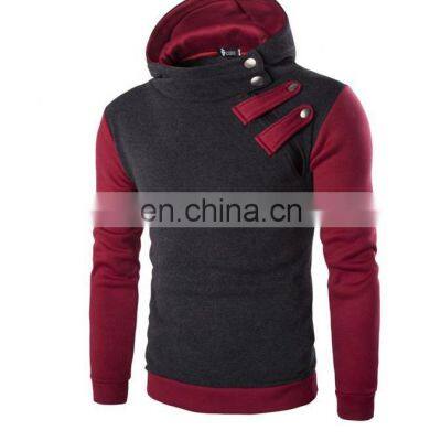 Wholesale custom spring and autumn men's stitching long sleeve hooded high neck zipper pullover plus size jogging suit