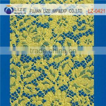 Swiss Cotton yellow heavy lace fabric for sale LZ-0421