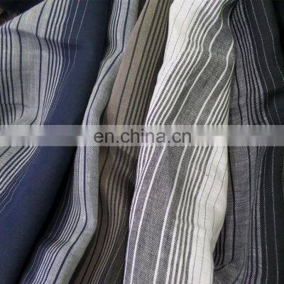 Pure Linen Cotton Yarn-dyed Fabric Woven Linen Striped Dress Fabric photo-5