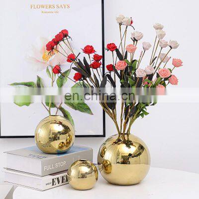 Creative Ins Nordic Gold Vases For Wedding Centerpieces Sphere Ceramic Vase For Home Decor Luxury Accessories