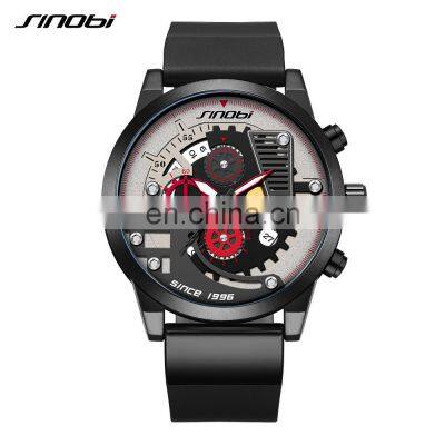 SINOBI China Quartz Watches Silicone Band Watch with Luminous Hands and Chronograph Function OEM 30ATM Watch