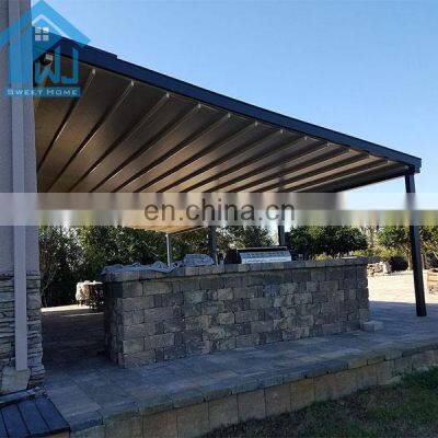 Customized Sizes Modern Motorized Awning With Led Light PVC Retractable Roof Electric Pergola