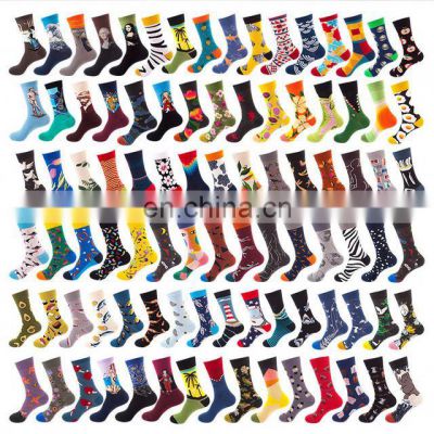 Wholesale Full Custom Cotton Men Colorful Funny Happy Custom Sublimated Sock