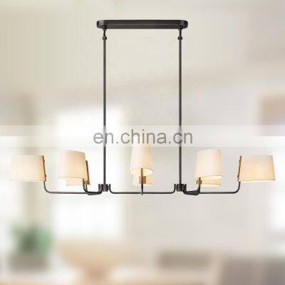 Modern Industrial Style Leaf shape oval fabric shade Chandelier Light Fixture For Living Dining Room Kitchen Island Foyer Lobby