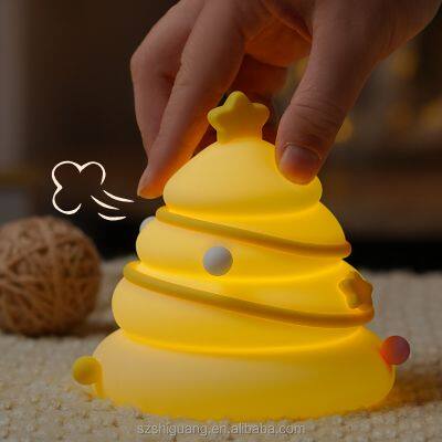 Factory Direct Sales  Soft Silicone LED Small Night Light Cute Christmas Tree Touch Kid's Sleeping Lamp For Christmas Gifts