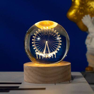 Crystal Ball Night Light 3D Art Lamp Led Glowing Crystal Ball Night Light