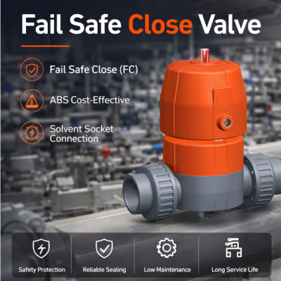 Vanve à diaphragme en ABS, fermeture de sécurité FC, emboîtement pour solvant pour système de traitement de l'eau