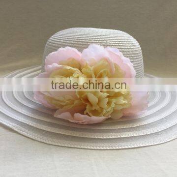 fashion summer wide brim sun hat with colorful flowers to decorate for girl and lady