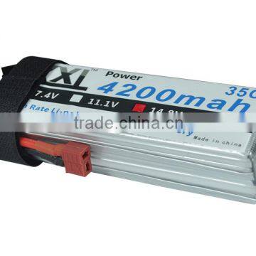 XXL uav airplane lipo battery 4200mah 14.8v 35c with high discharge rate