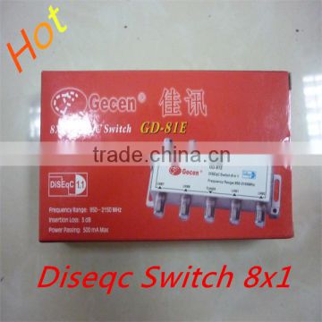 satellite diseqc switch 8x1 DiSEqC Switch 8 in 1 GD-81B/DiSEqC 1.1Switch/DiSEqC 8X1