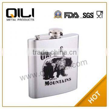 Printing stainless steel brown leather hip flask