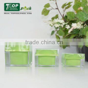 2015 Popular Square Cosmetic Acrylic Plastic Cream Jar for Cosmetic Cream Bottle