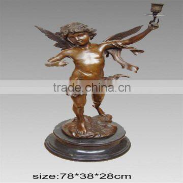 Bronze thinking nude angel sculpture