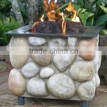 Square River Rock Stone Outdoor Gas Fire Pit Burner