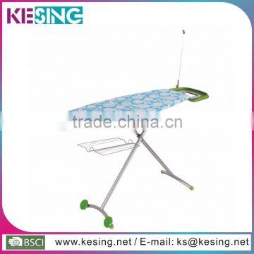 New type Folding Mesh top Ironing Board with wheels and clothes rack