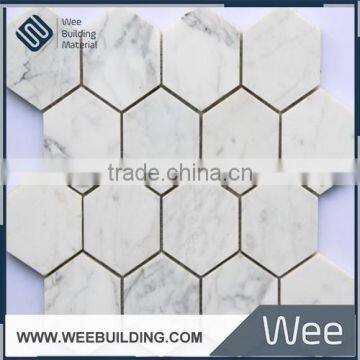 hexagon shape statuario white stone marble mosaic