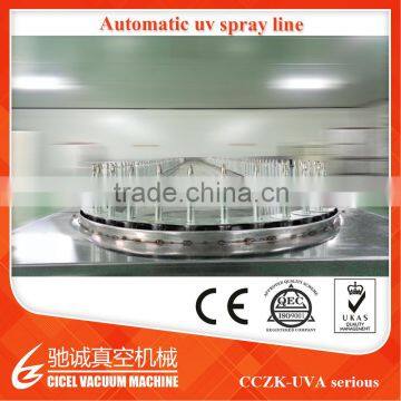 CICEL provide perfume caps uv painting line / cosmetic caps vacuum coating machine/Complete caps and covers uv coating solution