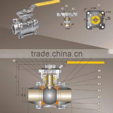 Zhejiang Zhitai 3pcs ISO5211 Direct Mounting Pad Butt-Weld Float Ball Valve