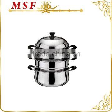 MSF-3176 24cm Stainless Steel Steamer Set Golden Handles Food Steamer Pot photo-3