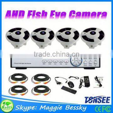 2.0 Megapixel vandal-proof IR CUT AHD fish eye camera 4ch Dvr Kits home dvr