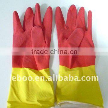 household cleaning gloves, flocklined,thickness 0.4mm