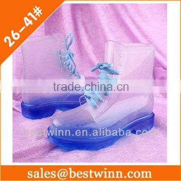 2013 PVC transparent lady and girls rain boots and shoes