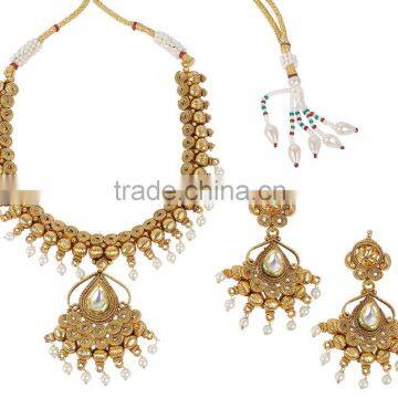 Indian Traditional Gold Tone Polish With Pear Party Wear Necklace For Women photo-3