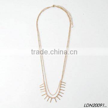 Gold Nail Statement 2 Layers Necklace Bracelet Earring Jewelry Set photo-2