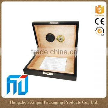 China Black Handmade Leather Cigar Box Humidor