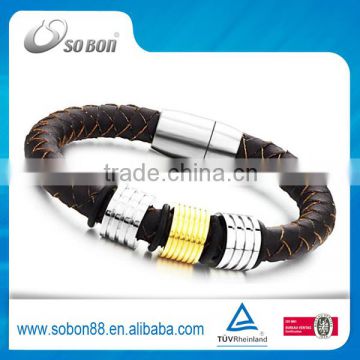 316l stainless steel leather bracelet for men