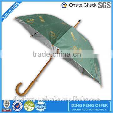 Customize logo wind protection wood straight handle umbrella