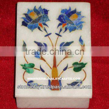 Indian Handcrafted White Marble Inlay Trinket Box