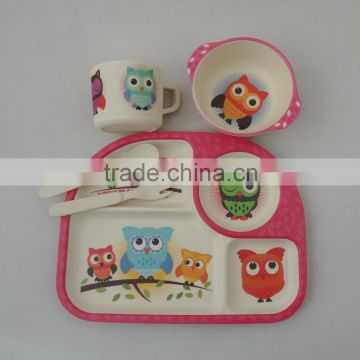 2016 New Style Eco-friendly Bamboo Fiber Kids Dinnerware Set