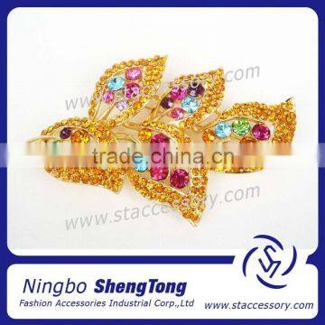 FABULOUS GOLD COLORFUL DIAMANTE LEAF BROOCH                        
                                                Quality Choice