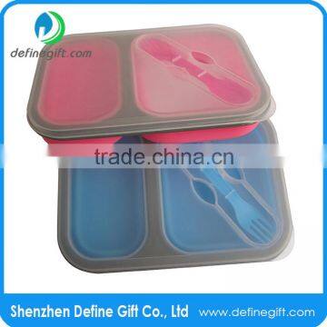 Non Stick Collapse Down After Lunch to Save Backpack Space Silicone Lunch Box Containers photo-3