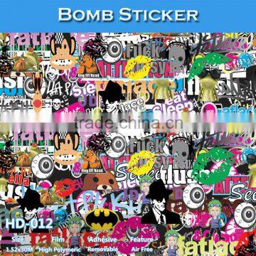 HD-012 CARLIKE 1.52x30M 5FTx98FT Air Free Colorful Practical Decorative Bomb Sticker