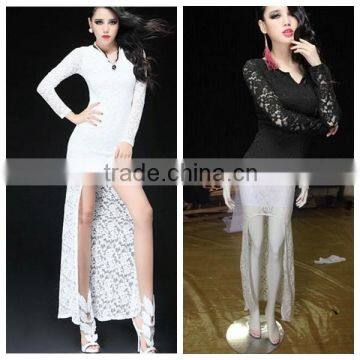 silk joining the European and American fashion long dress design, lady dress, night dress