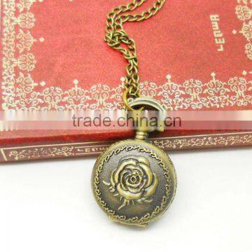 Ladies Rose engraved pocket watch watch necklace