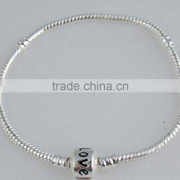 2016 DIY LOVE cooper material silver snake chain european charm bracelet --OEM is welcome