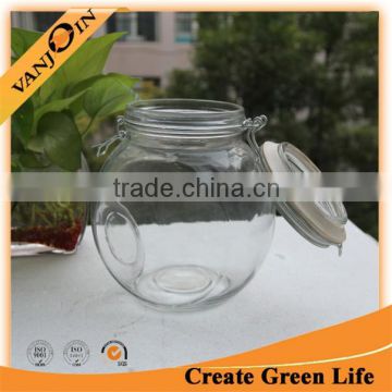 1000ml Round Glass Container With Glass Lid Wholesale