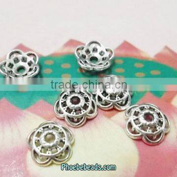 Wholesale Trend Jewelry Accessory Parts 8mm Alloy Flower Bead Caps PB-BC003