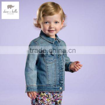 DB2719 dave bella spring cotton baby tops baby shirts baby denim coat outwear girls clothing