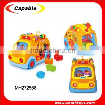 B/O Musical Bump And Go Toy Car Bus Include Block With Light