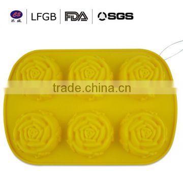 Professional customized new design six rose shape silicone cake molds