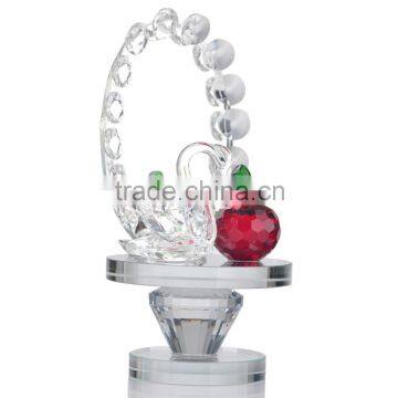 Wholesale K9 glass handmade wedding decoration mirror with crystal swan ornament