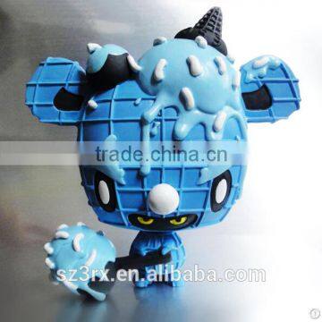 blue color 4 inch resin icecream shaped figure,custom made resin blue figure model,holding a hammer resin figure