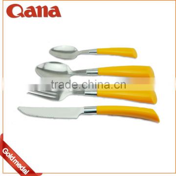 Qana Hot Stainless Steel 18/10,18/0 Material Flatware Set ,4/6/12/16/24/30pc Mirror Polish Dinner Set With Plastic Handle