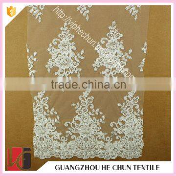 HC-5693-1 Hechun Sew Bling Crystal Beaded Austrian Bridal Lace Fabric for Evening Gown